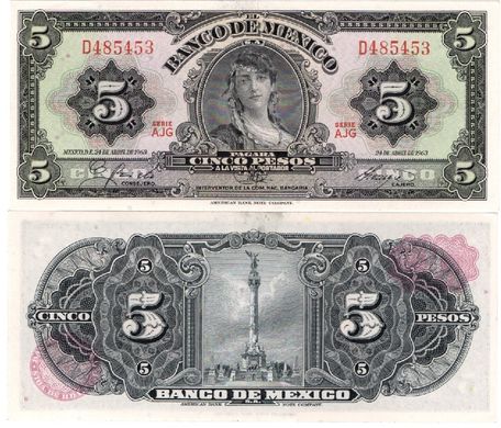 Мексика - 5 Pesos 1963 - P. 60h - UNC