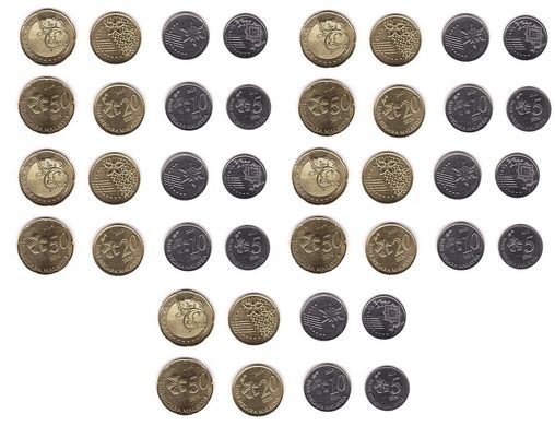 Малайзія - 5 шт х набір 4 монети 5 10 20 50 Sen 2012 - 2014 - UNC