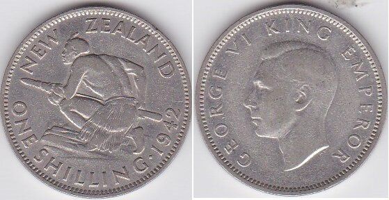 Новая Зеландия - 1 Shilling 1942 - серебро