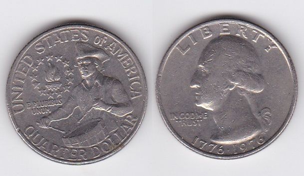 USA - 1/4 ( Quarter ) Dollar 1976 - 200 years of US independence - VF