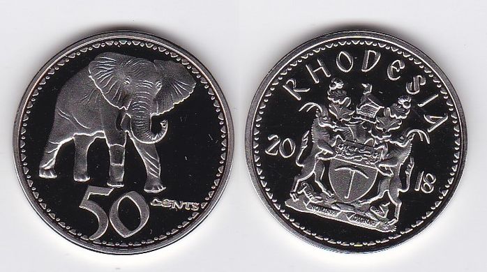 Rhodesia - 50 Cents 2018 - Elephant - Proof