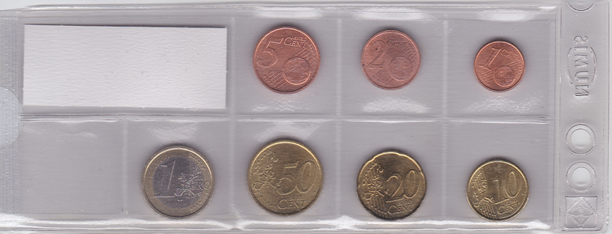 Италия - набор 7 монет 1 2 5 10 20 50 Cent 1 Euro 2002 - 2007 - aUNC / UNC