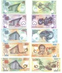 Папуа - Новая Гвинея - набор 5 банкнот 2 5 10 50 100 Kina 2019 - 2021 - UNC