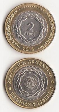 Аргентина - 25 шт х 2 Pesos 2016 - roll - UNC