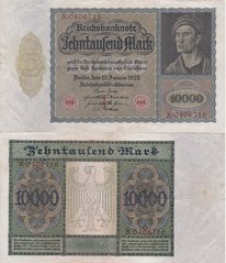 Germany - 10000 Mark 1922 - Ro. 68a, Udr.-Bst.: E, Serie X 0406716 - VF