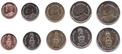 Таиланд - набор 5 монет 50 Satanga 1 2 5 10 Baht 2018 - 2021 - UNC