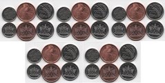 Trinidad and Tobago - 5 pcs х set 3 coins 5 10 25 Cents 2020 - UNC