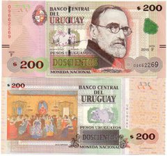 Уругвай - 200 Pesos 2015 ( 2017 ) - P. 96a - serie F - UNC