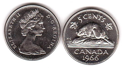 Канада - 5 Cents 1966 - UNC