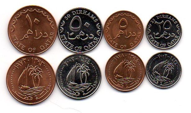 Qatar - set 4 coins 5 10 25 50 Dirhams 1973 - 2003 - aUNC