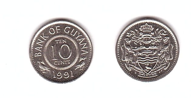 Гайана - 5 шт х 10 Cents 1991 - UNC