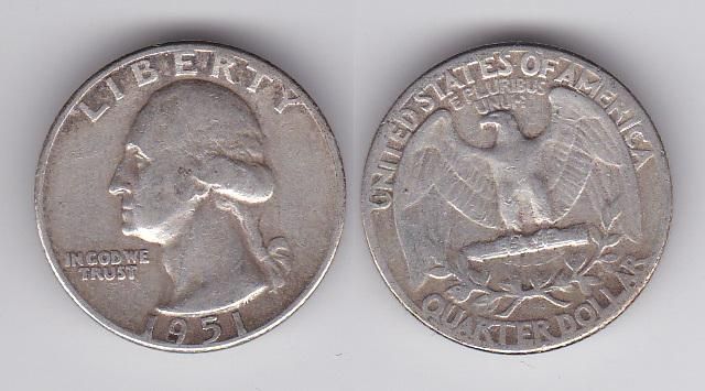США - 1/4 Dollar 1951 - срібло - VF
