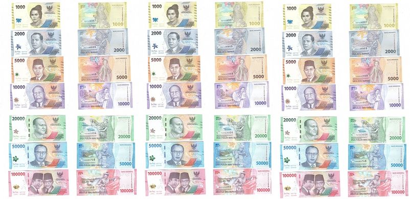 Индонезия - 3 шт х набор 7 банкнот 1000 2000 5000 10000 20000 50000 100000 Rupiah 2022 - UNC