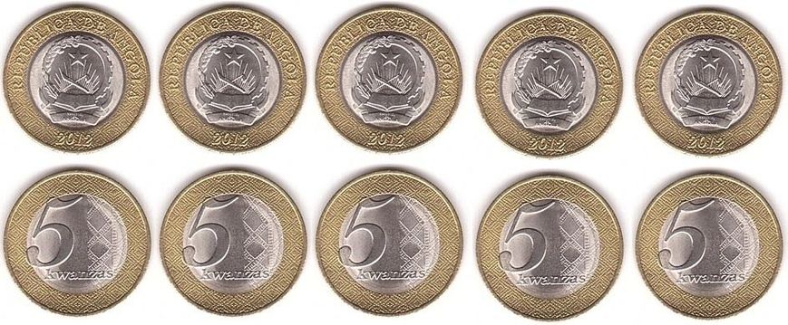 Angola - 5 pcs х 5 Kwanzas 2012 - XF