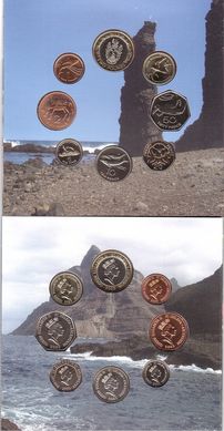 Остров Святой Елены - набор 8 монет 1 Penny 2 5 10 20 50 Pence 1 2 Pounds 2003 - в блистере - UNC
