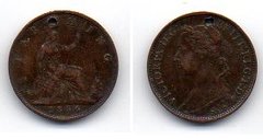 Великобритания - 1/2 Penny 1886 - F с дыркой