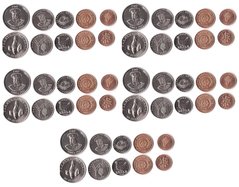 Tonga - 5 pcs x set 5 coins 1 2 5 10 20 Seniti 2002 - 2005 - UNC / aUNC