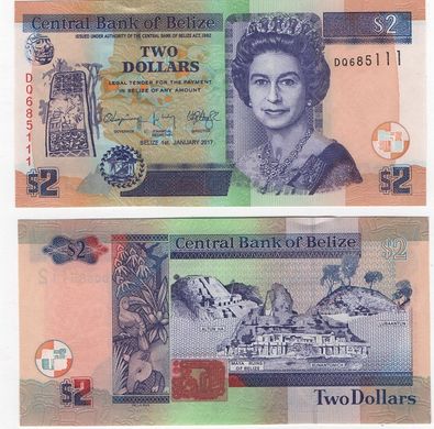 Belize - 5 pcs x 2 Dollars 2017 - P. 66 - UNC