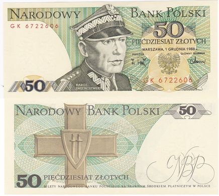 Польща - 50 Zlotych 1988 - P. 142c - aUNC / UNC