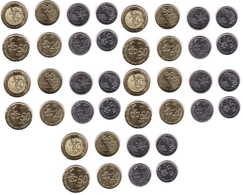Малайзия - 5 шт х набор 4 монеты 5 10 20 50 Sen 2017 - UNC