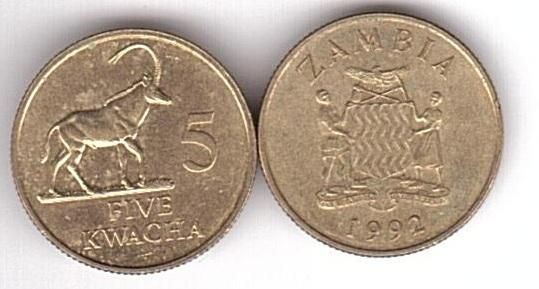 Zambia - 5 pcs х 5 Kwacha 1992 - VF