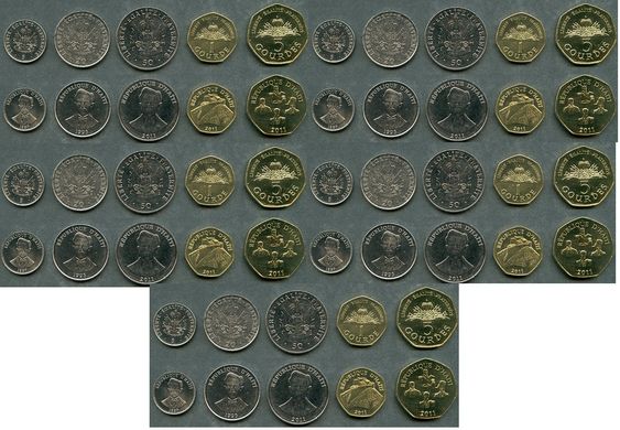 Гаїті - 5 шт х набір 5 монет 5 20 50 1 5 Gourdes 1995 - 2011 - UNC