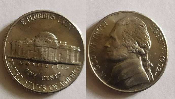 США - 5 Cents 1992 - P - Jefferson - Nickel - XF