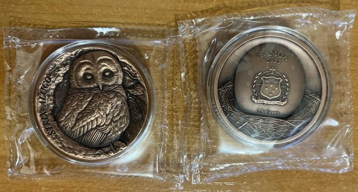 Samoa - 25 Cents 2023 - Owl, Eagle Owl, Birds - UNC