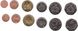 Гамбія - 5 шт х набір 6 монет 1 5 10 25 50 Bututs 1 Dalasi 1998 - 2016 - UNC