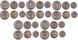 Індонезія - 5 шт х набір 3 монети 25 50 100 Rupiah 1971 - 1978 - aUNC / UNC