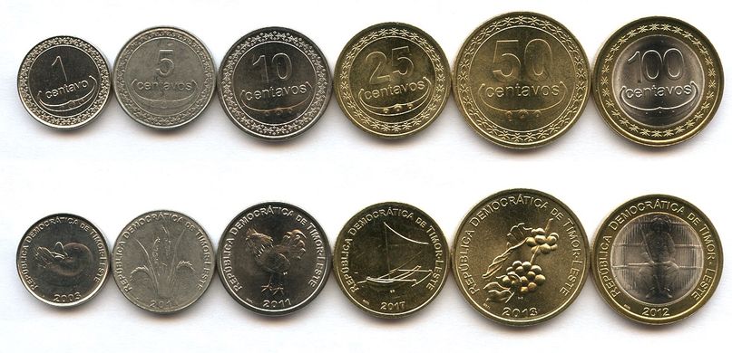 Тимор - набір 6 монет 1 5 10 25 50 100 Centavos 2003 - 2017 - aUNC