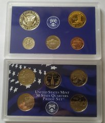 USA - Mint set 10 coins 1 Dime 1 5 Cents 1/2 ( Half ) 1 + 5 x 1/4 ( Quarter ) Dollar 2000 - S - in a case - Proof
