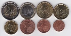 Німеччина - набір 8 монет 1 2 5 10 20 50 Cent 1 2 Euro 2002 - XF