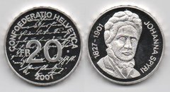 Швейцария - 20 Francs 2001 - 100 - річчя смерті Йоганни Спірі - срiбло - UNC