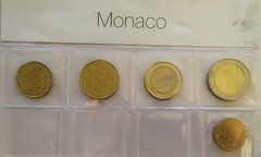 Monaco - set 5 coins 10 20 50 Cent 1 2 Euro 2002 - sealed - UNC