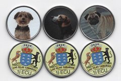 Fantasy - Canary Islands - set 3 coins x 1 1/2 Ecu 2024 - Dogs - UNC