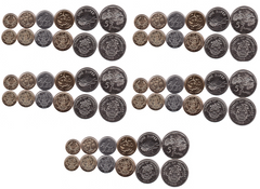 Сейшельские Острова / Сейшелы - 5 шт х набор 6 монет 1 5 10 25 Cents 1 5 Rupees 2010 - 2014 - UNC