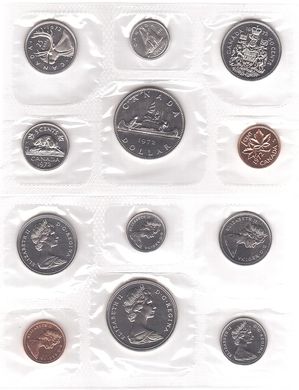 Канада - Mint набор 6 монет 1 5 10 25 50 Cents 1 Dollar 1972 - UNC