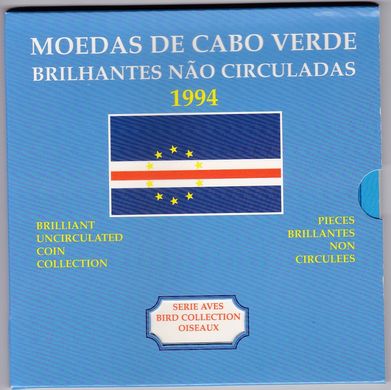 Cape Verde - set 6 coins - 1 5 10 20 50 100 Escudos 1994 - Serie Aves - in the booklet - UNC