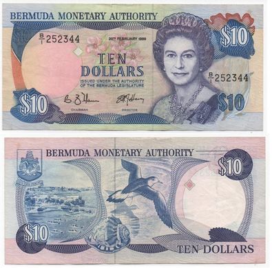 Бермудські острови / Бермуди - 10 Dollars 1989 - Pick 36 - VF+