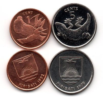 Kiribati - set 2 coins 1 + 5 Сents 1979 - 1992 - UNC