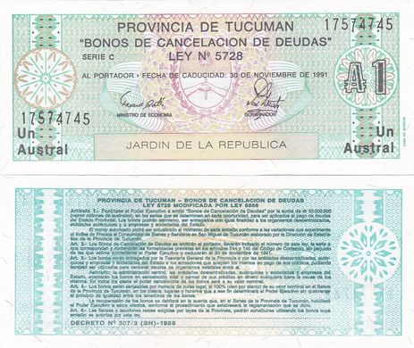 Argentina / Tucuman - 1 Austral 1988 - 1991 - P. S2711 - UNC