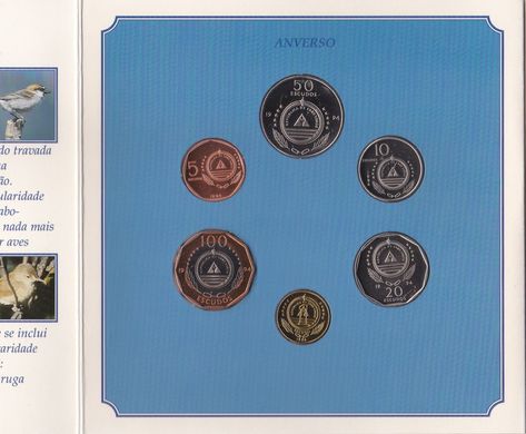 Cape Verde - set 6 coins - 1 5 10 20 50 100 Escudos 1994 - Serie Aves - in the booklet - UNC