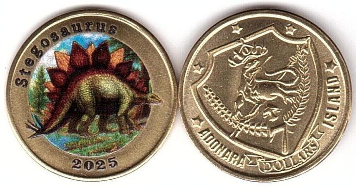 Fantasy / Adonara Island / Остров Адонара - 7 Dollars 2025 - Динозавр Stegosaurus - UNC