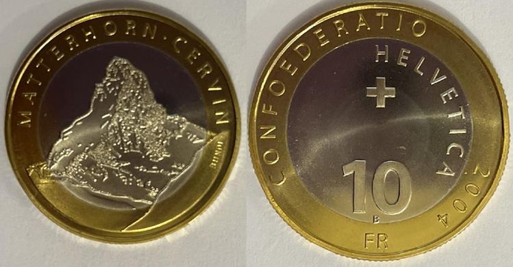 Швейцарія - 10 Francs 2004 - Гора Маттерхорн - UNC