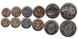 Seychelles - 5 pcs x set 6 coins 1 5 10 25 Cents 1 5 Rupees 2010 - 2014 - UNC