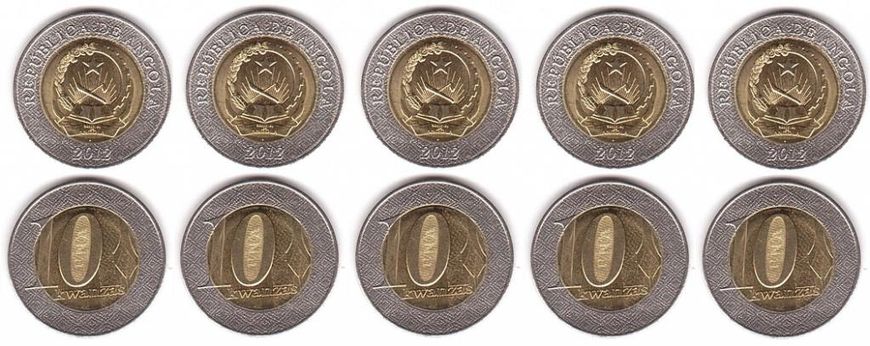 Angola - 5 pcs х 10 Kwanzas 2012 - XF