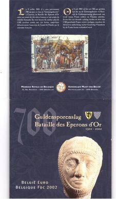 Бельгія - Mint набір 8 монет 1 2 5 10 20 50 Cent 1 2 Euro 2002 - in folder + жетон - UNC