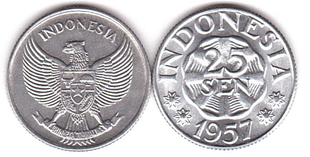 Индонезия - 25 Sen 1957 - UNC