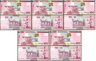 Намибия - 5 шт х 100 Dollars 2012 - P. 14a - UNC
